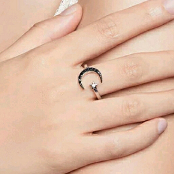 Mysterious Black Moon CZ Sterling Silver Ring - Picture 4 of 6